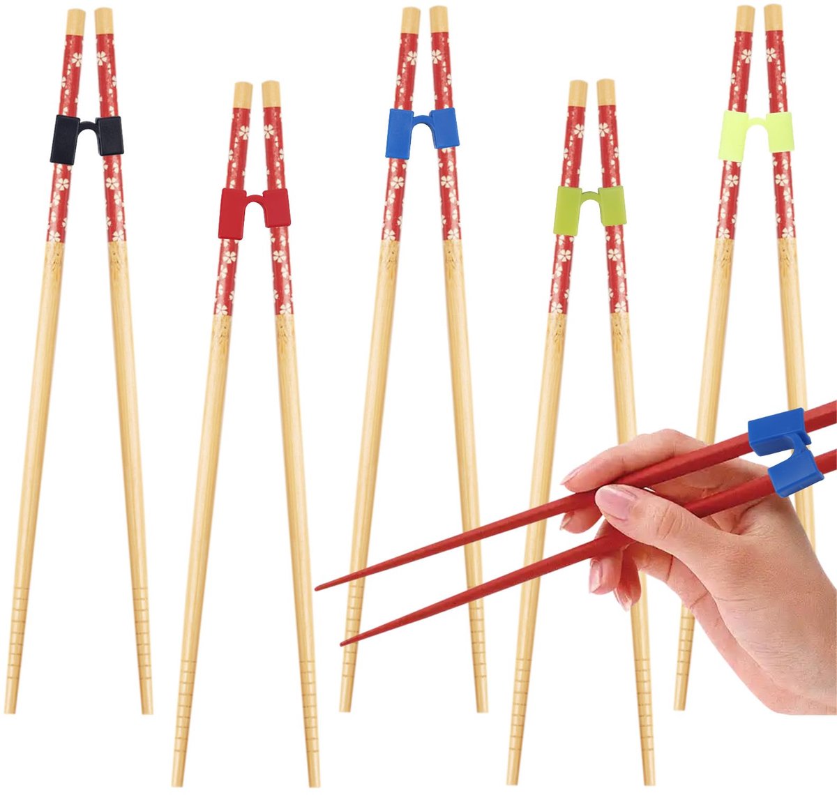 Eetstokjes Trainer Set - 5 Stuks Herbruikbaar - Anti-Slip Hulpmiddel - Ideaal voor Beginners - SnelShoppen