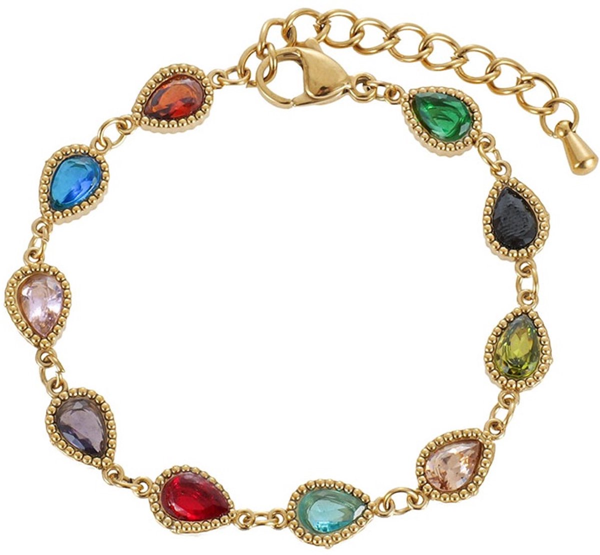 D-D2.2 B1160-026G S. Steel Bracelet Crystals - 16-21cm