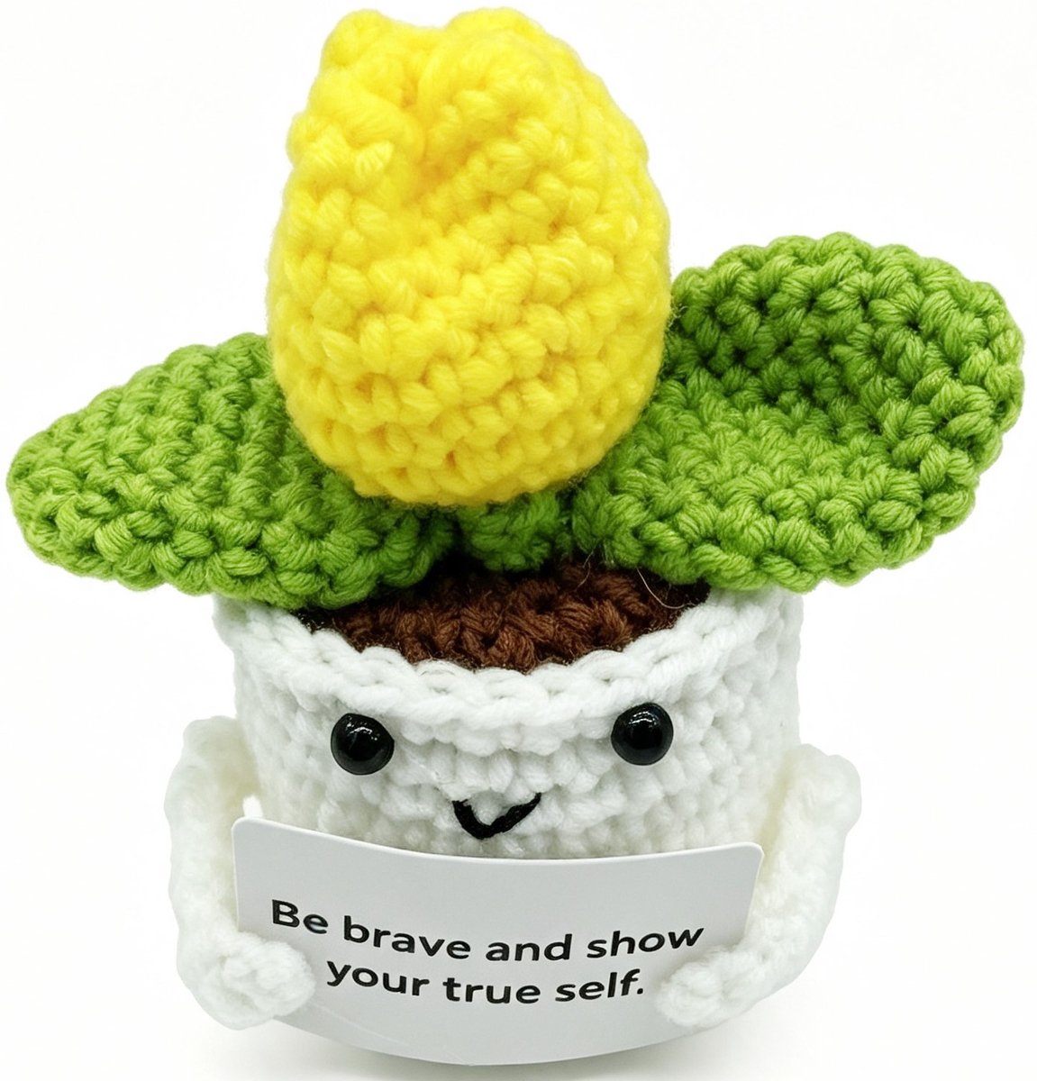 Positive Flower - Positieve Gehaakte Knuffel Geel - 10cm