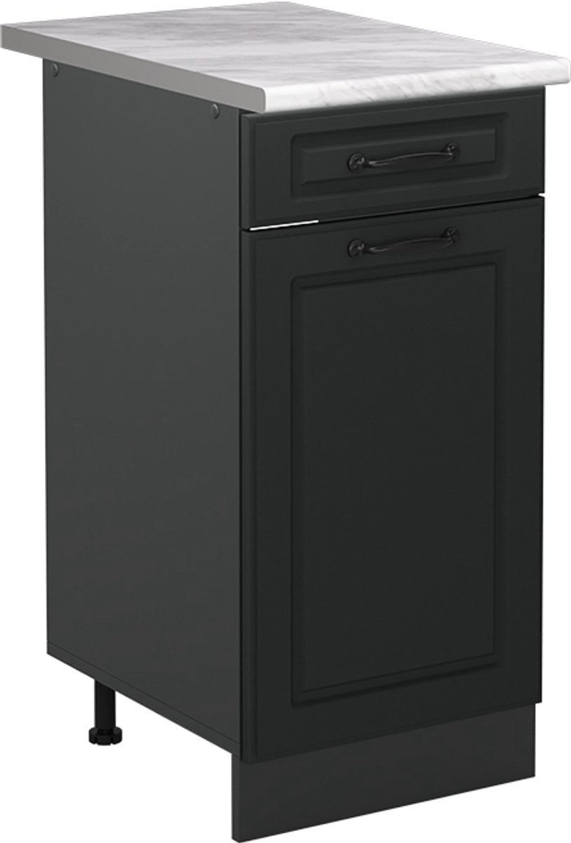 Vicco Keukenonderkast R-Line, Antraciet landelijk/Antraciet, 40 cm marmer werkblad
