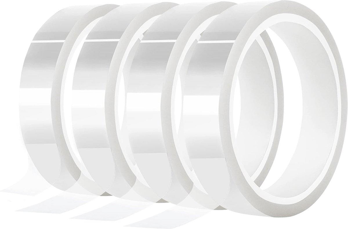 4 Rollen 10 mm x 66 m Transparant PET Hittebestendige Transfertape - Voor Sublimatie Hittepers