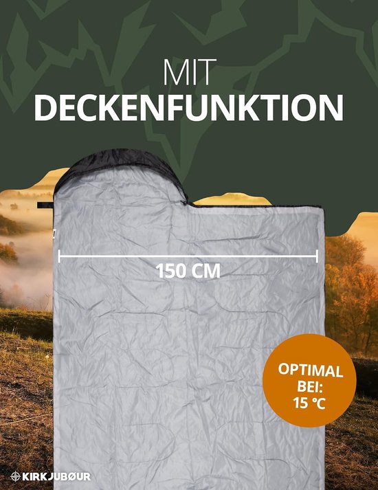 Kampeer Slaapzak - Outdoor Dekbed - Kamperen en Reizen - Met Capuchon - 220 x 75 cm - Groen — afbeelding 2
