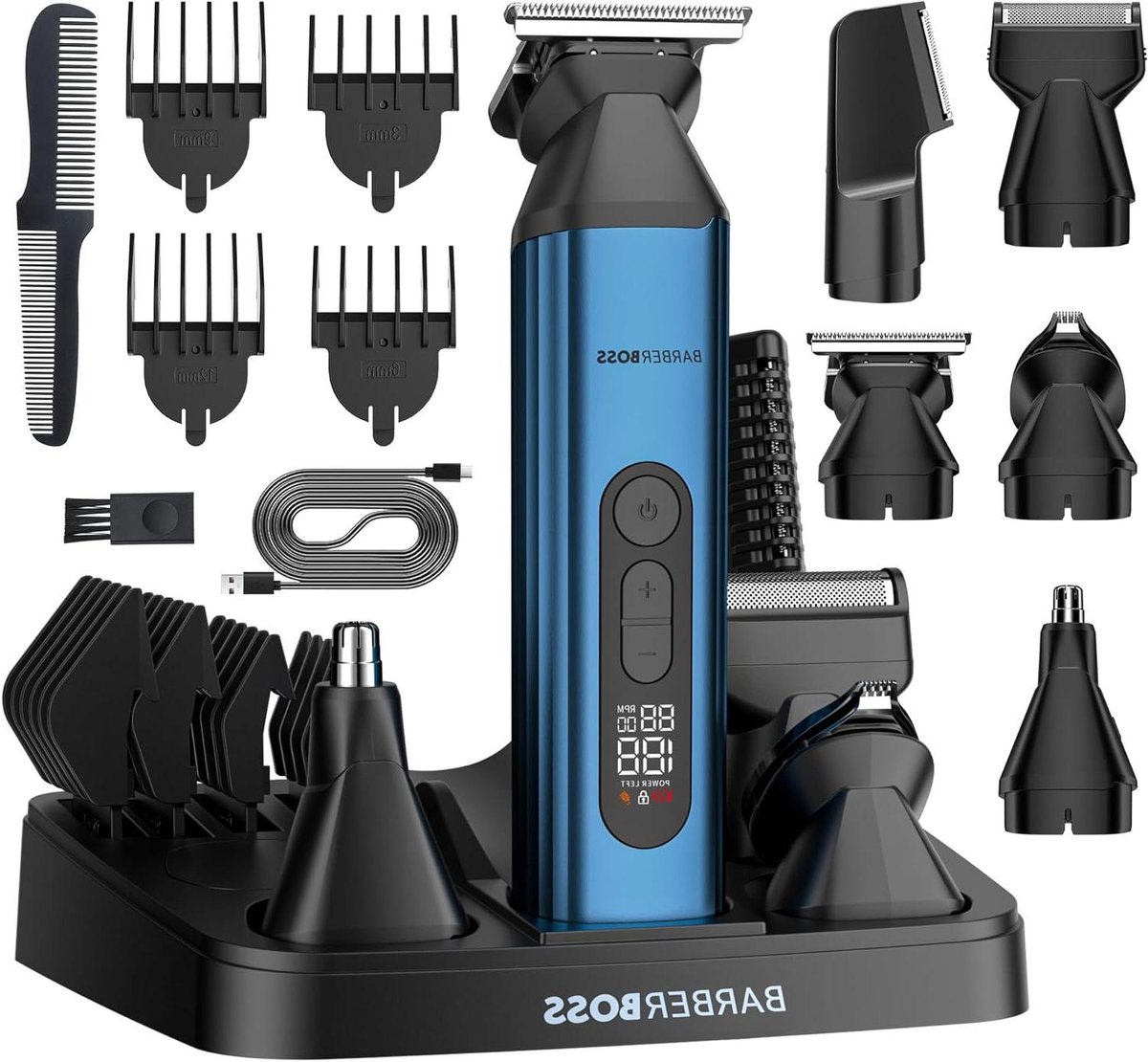 Grooming Kit Heren - Baard Trimmer - Persoonlijke Verzorging - 5 Verwisselbare Koppen - 60 Min Gebruik - Zwart