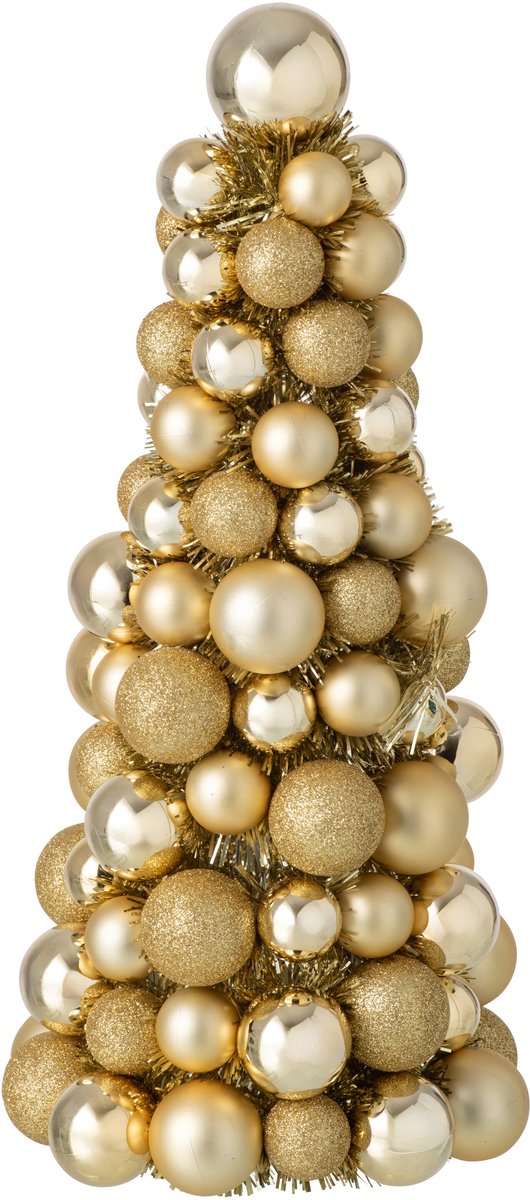 J-Line Kegel met kerstballen - PS - goud