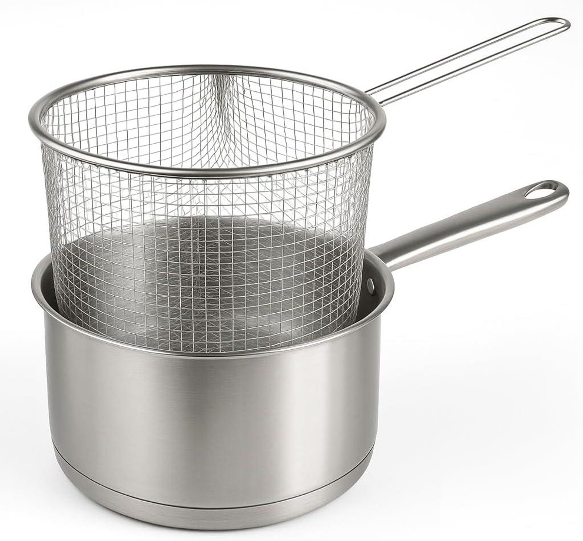 Kookpan met mand - Melkpan roestvrij - Koken op inductie - Roestvrij staal - Ø 16 cm - Zilverkleurig