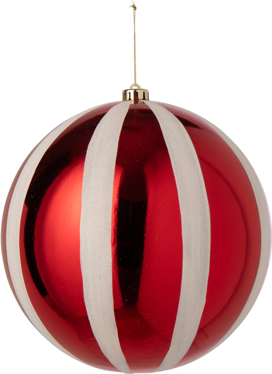 J-Line Kerstbal - polystyreen - wit/kerstrood - large