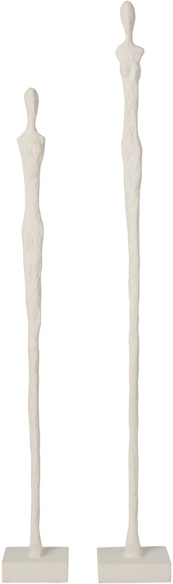 J-Line Abstracte personen op voet - polyresin - wit - set van 2