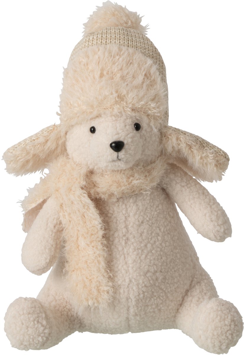 J-Line Zittende beer - polyester - lichtbeige
