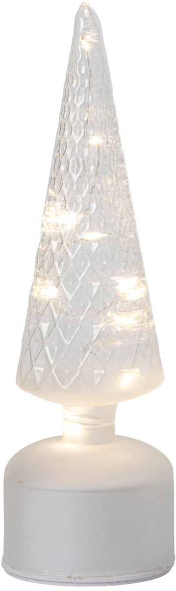 J-Line decoratie Boom Draaiend - glas - transparant - small - LED lichtjes