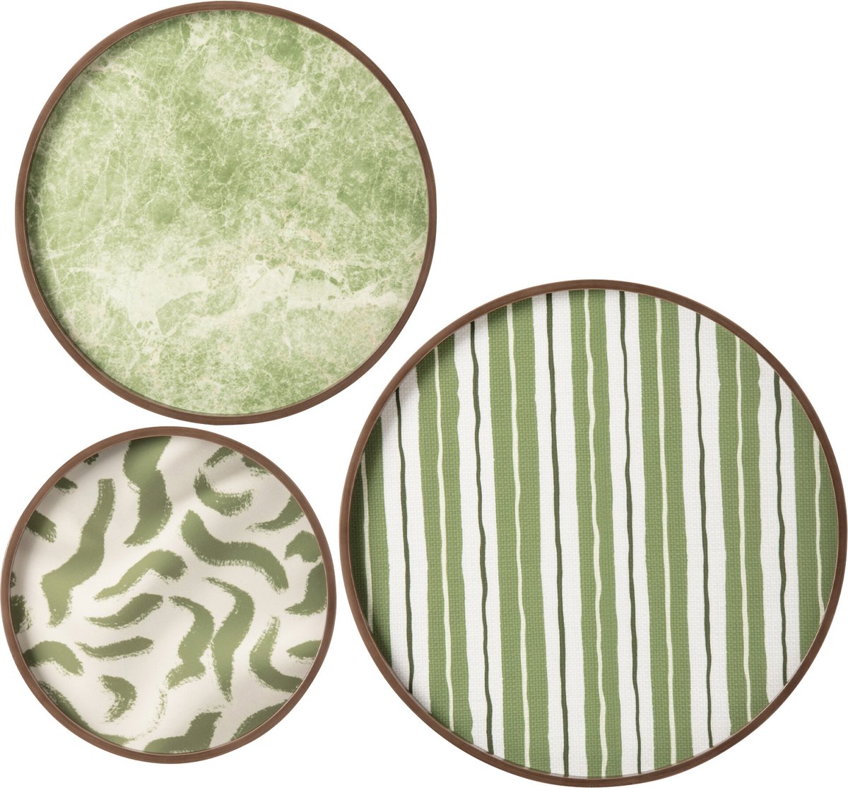 J-Line Ronde wanddecoraties - MDF - olijfgroen - set van 3