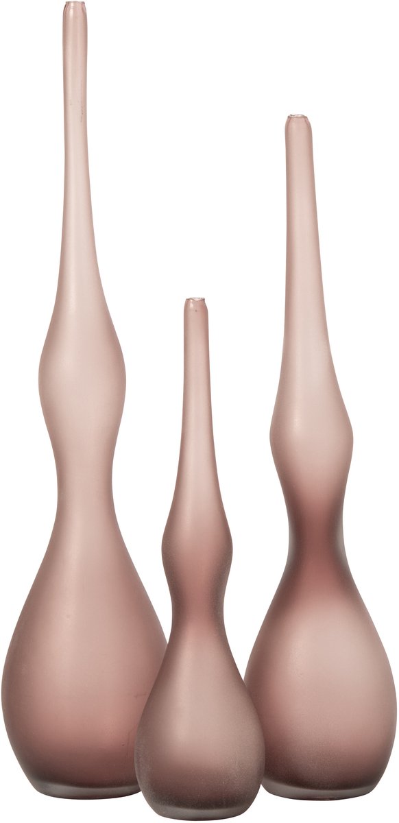 J-Line vaas - glas - bordeaux - 3 stuks