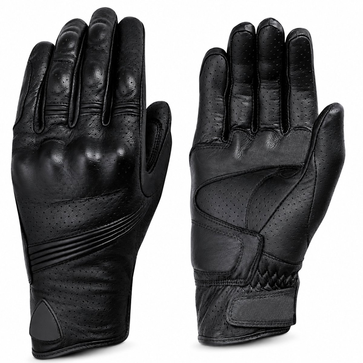 Zwarte motorhandschoenen van echt leer - antislip en duurzame sporthandschoenen, geschikt voor motorrijden en buitenactiviteiten - volledig leren handschoenen, 1 paar