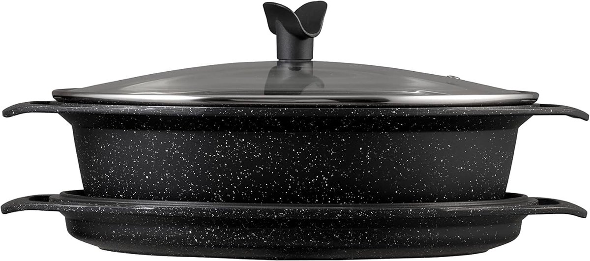 Slowcooker Aluminium - Gietijzeren pan - Langzaam Garen - Inductie Geschikt - 24 cm - Zwart – foto 6