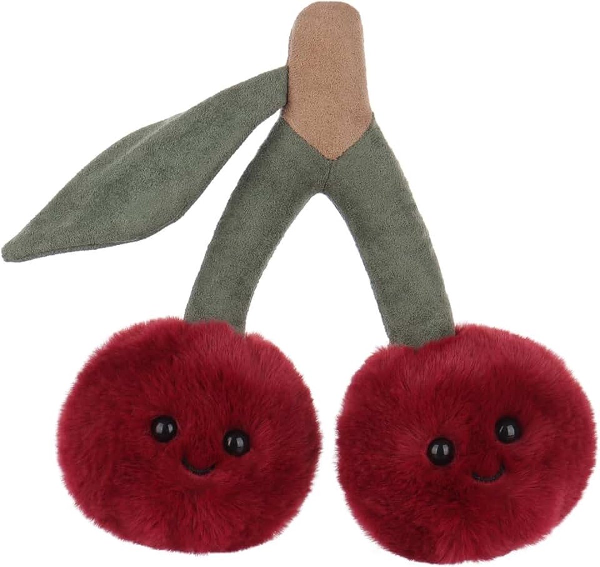 Lamb Pluche dier kers voor kinderen, knuffeldier voor jongens en meisjes, zachte kers, rode vruchten, 20 cm
