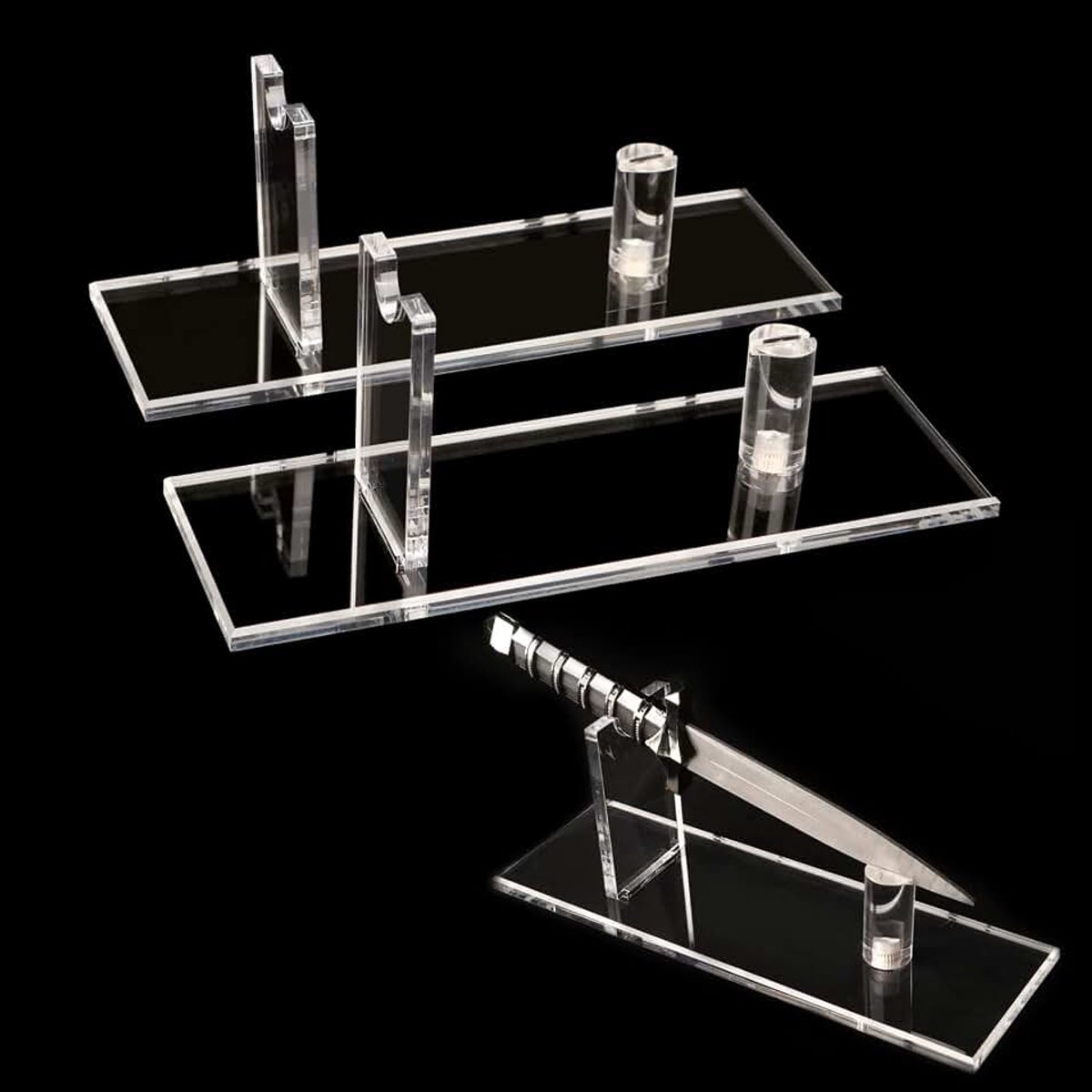 Bureau-messenstandaard van acryl, messenhouder, vitrine voor oefenmessen, transparant, 2 stuks