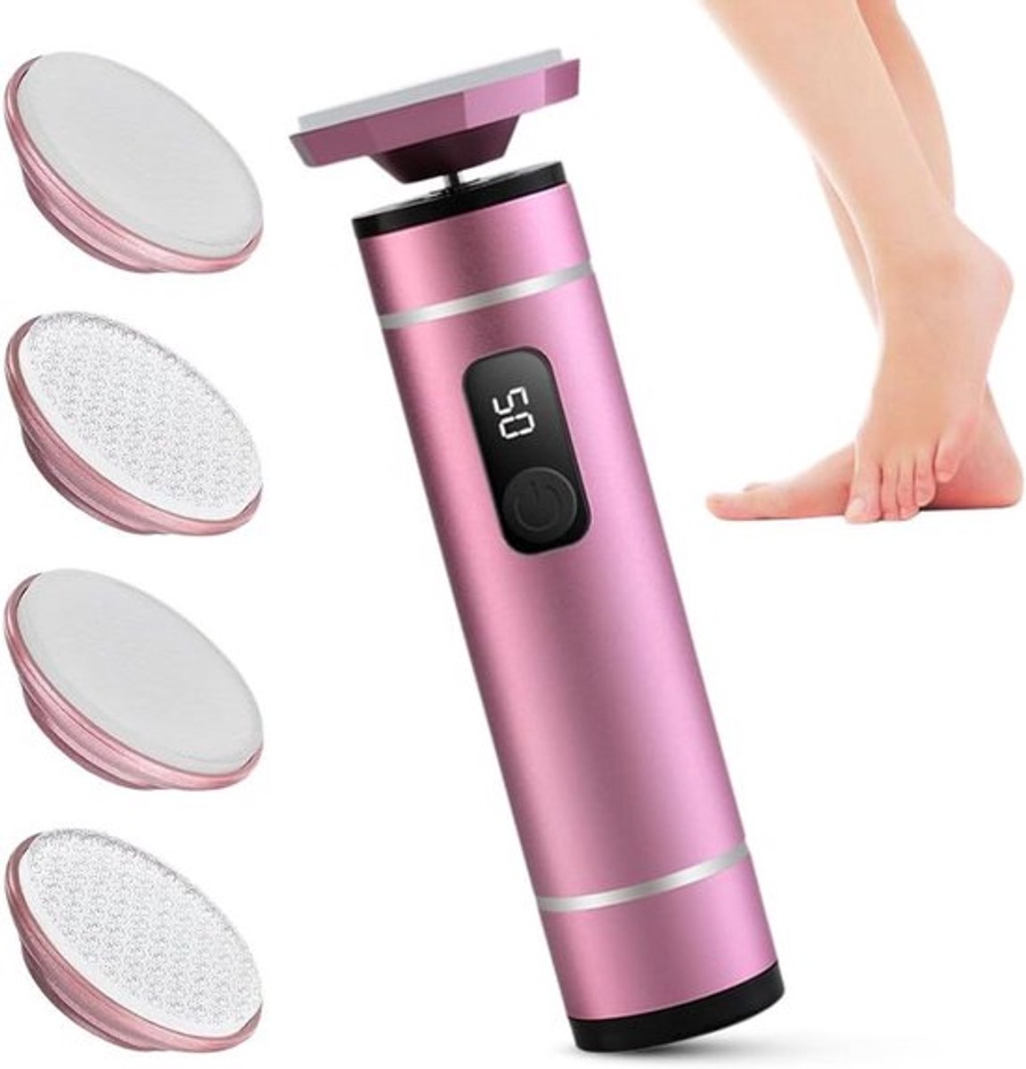 Eeltverwijderaar met nano-glasopzetstukken en USB-oplaadbaar - 2-in-1 elektrische voetverzorgingsset voor pedicure - draadloos en elektronisch met eeltrasp