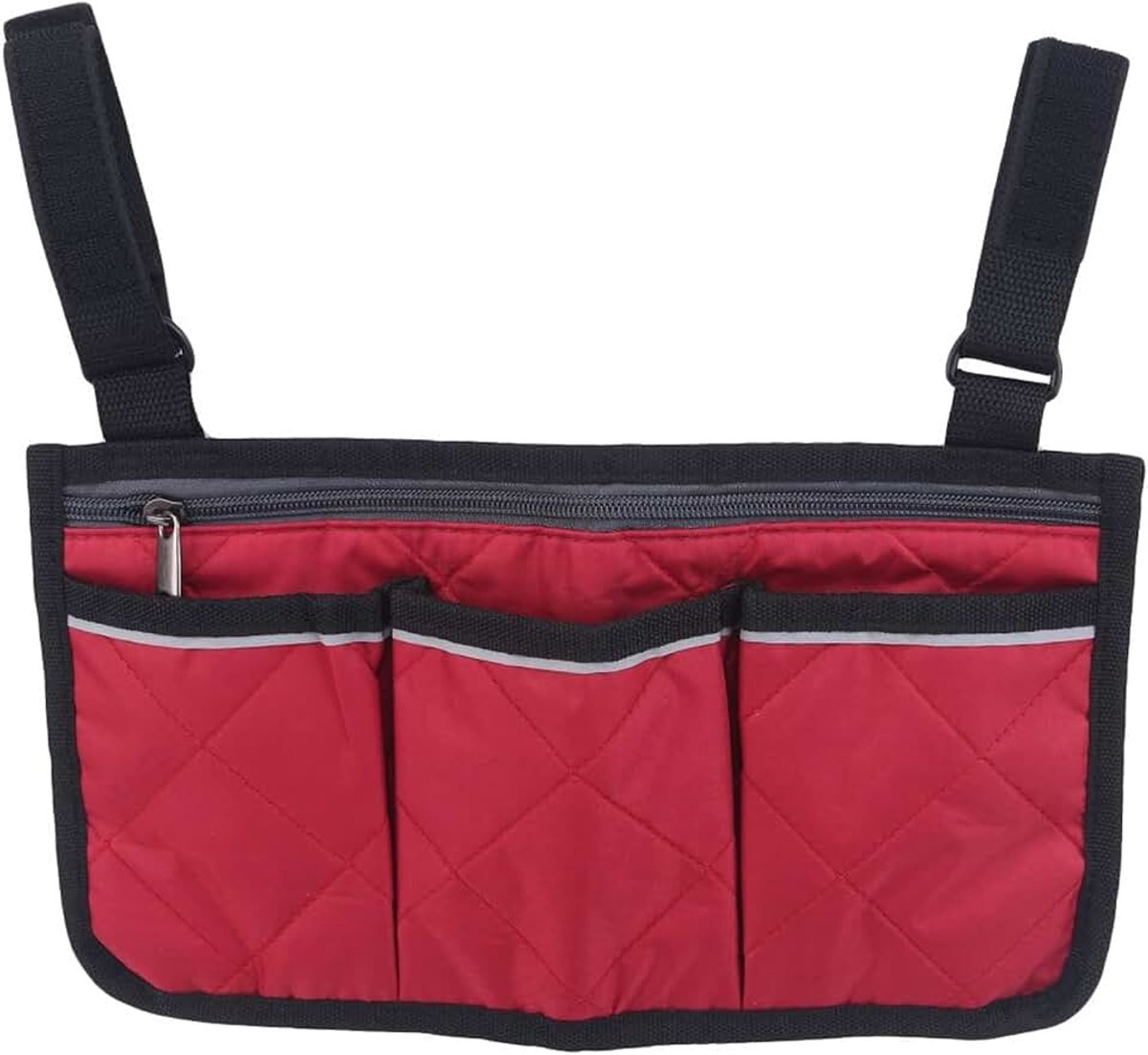 Waterdichte Zijopbergtas, Veilige Opbergtas voor Rolstoelen, Rolstoel Zijtas met Reflecterende Strepen, voor Rolstoelen, Kinderwagens, Scootmobielen, Rollators (Rood)