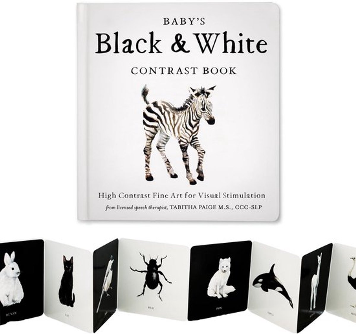 Zwart-wit Babyboek met Hoog Contrast voor Visuele Stimulatie - Ideaal voor Buikligtijd