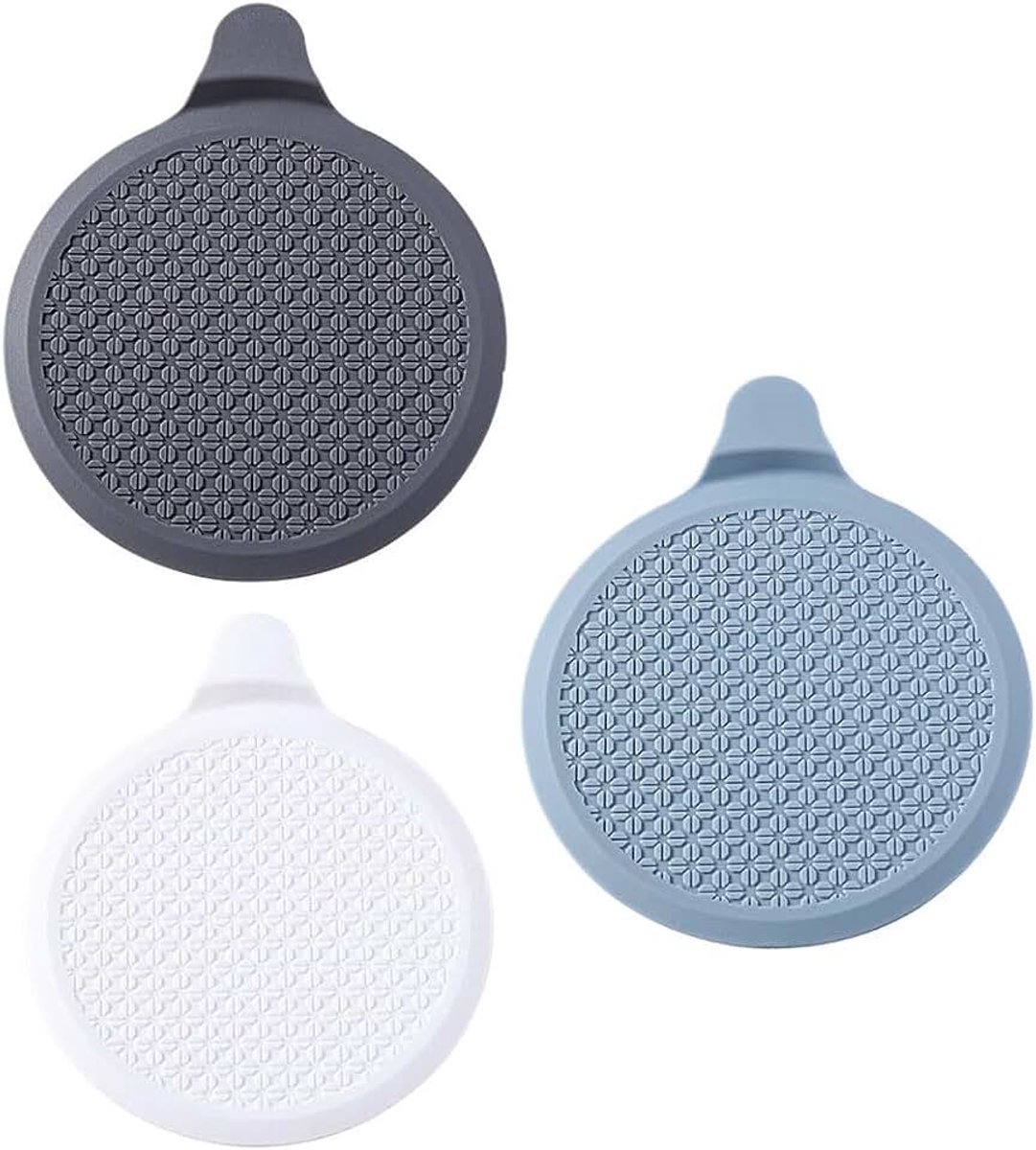 3 stuks universele siliconen afvoerstoppen, extra grote stop voor badkuip, keukengootsteen en douche, zuignap voor een veilige grip, geur- en lekvrij, donkergrijs, blauw, wit
