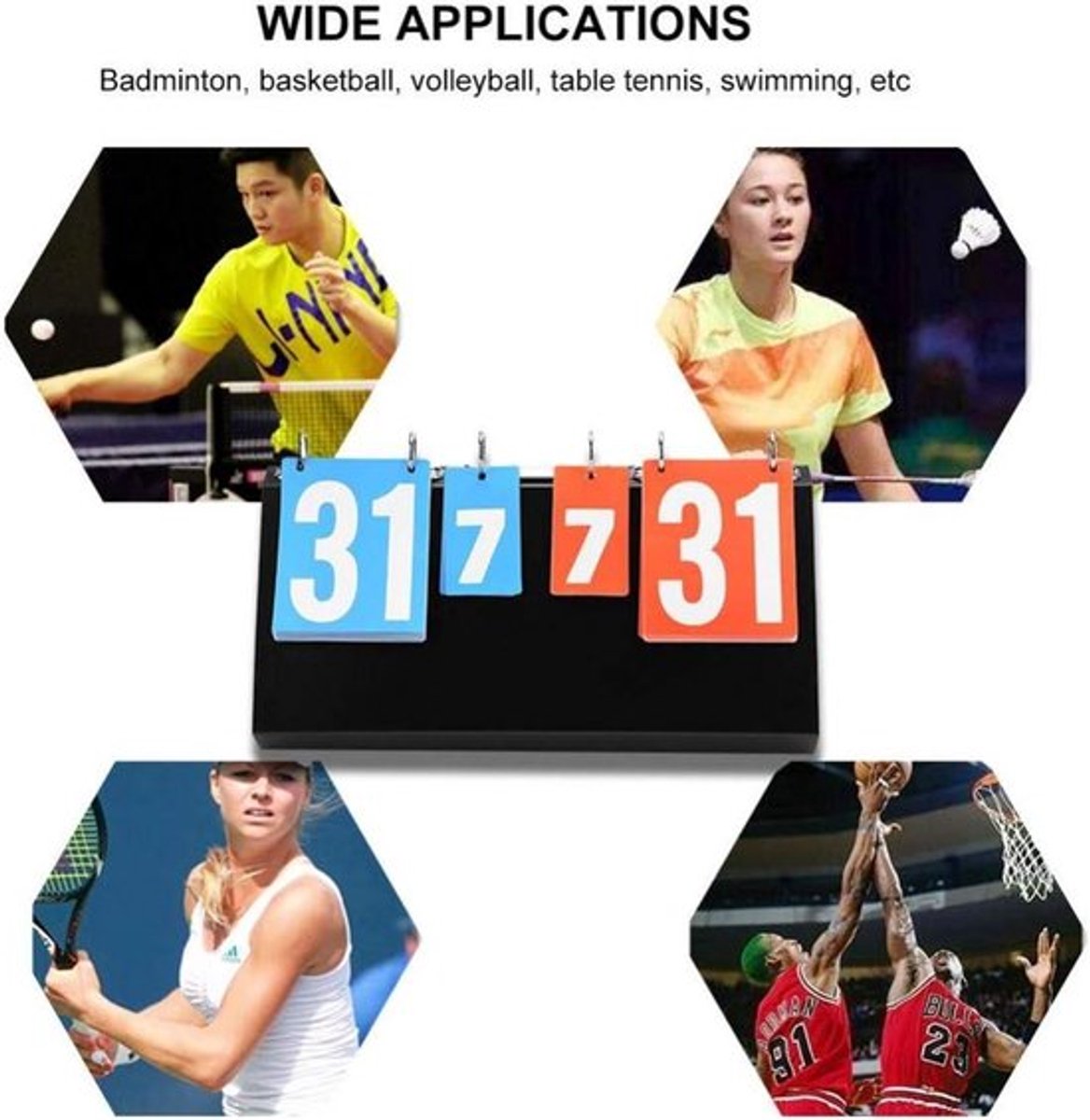- Draagbaar basketbal displayplaat - 4-cijferige display - Sport displaybord - Wedstrijden tafeltennis badminton basketball - Thuis professioneel.