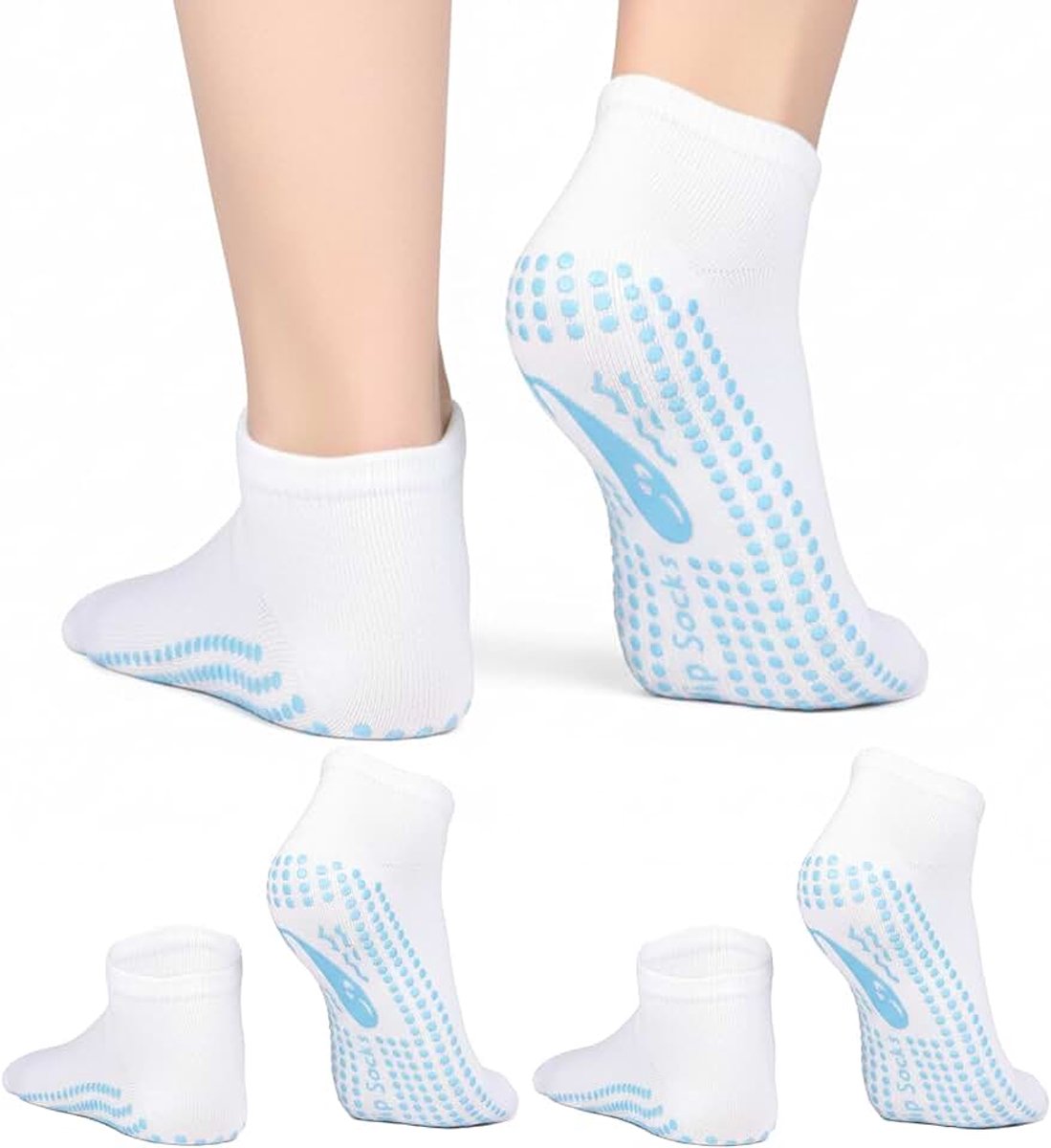 Sokken, 2-4 Paar Yoga Sokken voor Dames en heren, Antislip Sokken voor Yoga, Pilates, Barre Fysieke Oefeningen