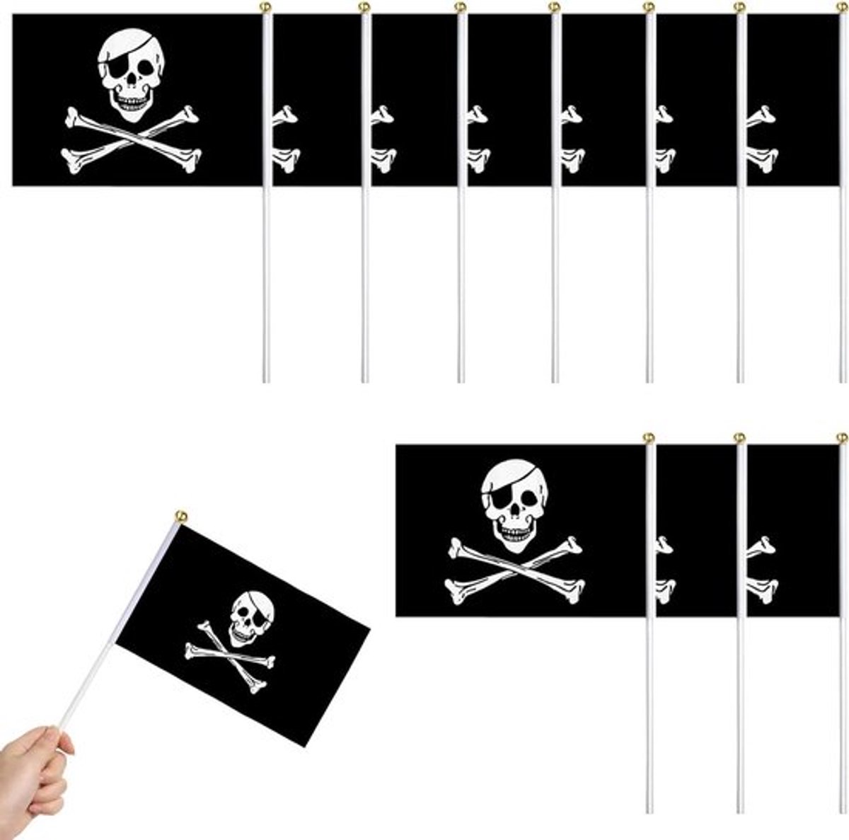 Piratenvlaggen - Handgehouden Mini Vlaggen - 14 x 21 cm