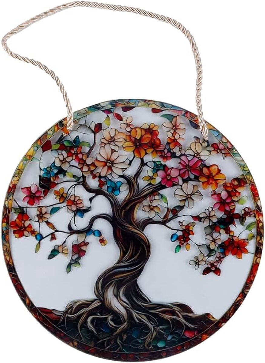 Levensboom zonnevanger, 2D plat hangend tuinornament zonnevangers voor de tuin, voor Kerstmis, Pasen, Moederdag, binnen
