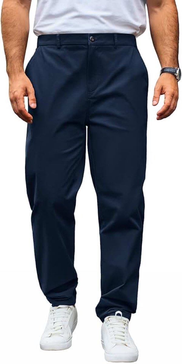 Chinobroek voor heren, regular fit, stretch, vrijetijdsbroek, effen, katoen, stoffen broek, lang, licht, zakelijke werkbroek met elastische taille