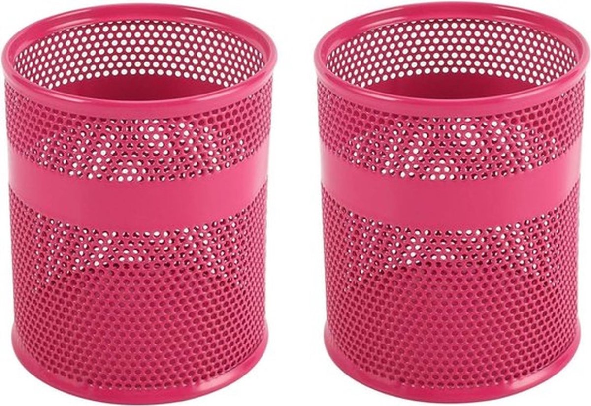Bureau Organisator - Set van 2 Roze - Bureau-accessoires voor Pennen en Potloden - Make-upborstels - Opbergbakjes met Netjes - Praktische Houder