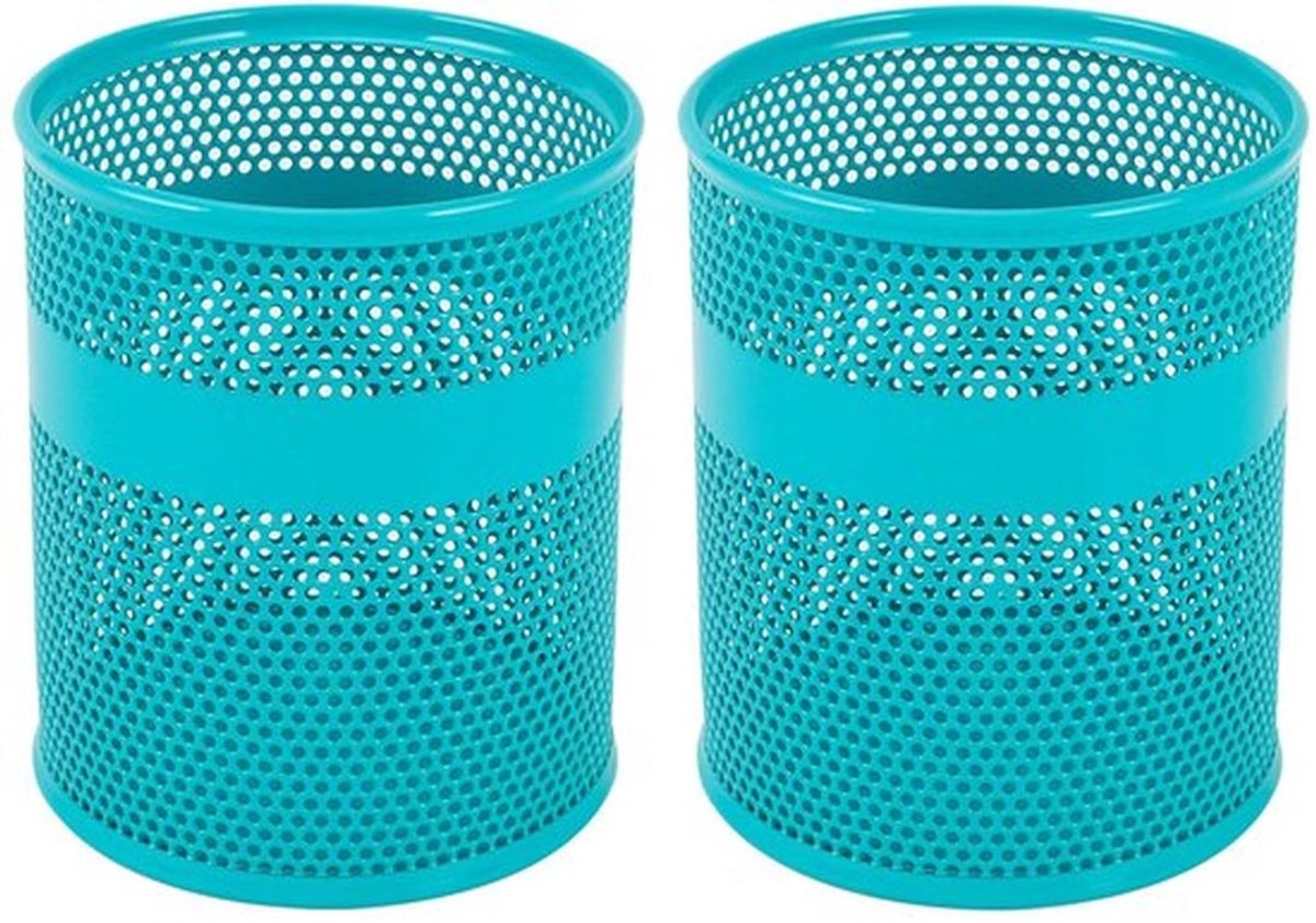 Mesh Bureau Netjes Pennenpot - Bureau-Organizer - Turkoois - Perfect voor pennen en make-up borstels - Duurzame metalen constructie - I...