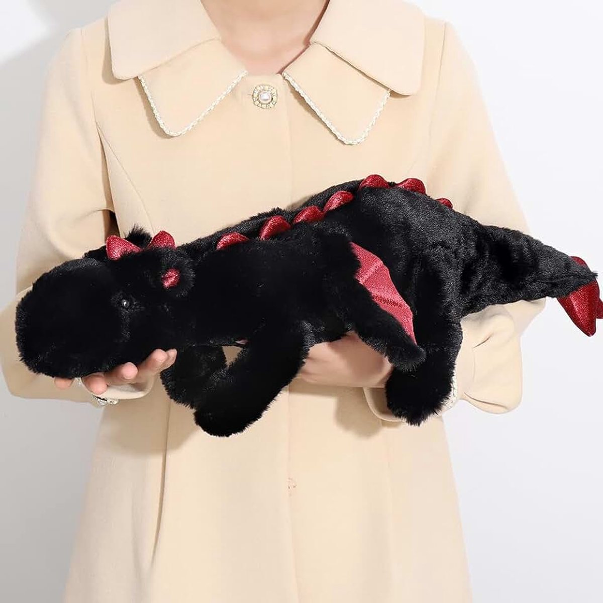 Draak Knuffeldier, Zacht en Stevig Gewogen Knuffeldieren voor Kinderen en Volwassenen, Medium Zwart Draak Knuffeldier (90 cm 2.3 kg)