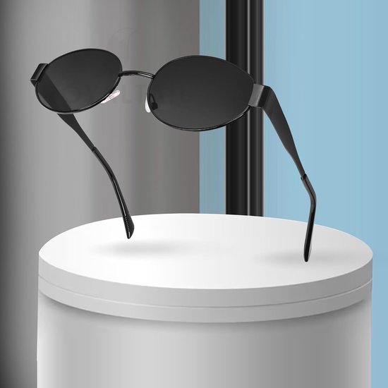 Ovale Zonnebril - Dames Heren - Bescherming Tegen Zon - Krasbestendige Glazen - 55 mm Lensbreedte - Zwart — afbeelding 3