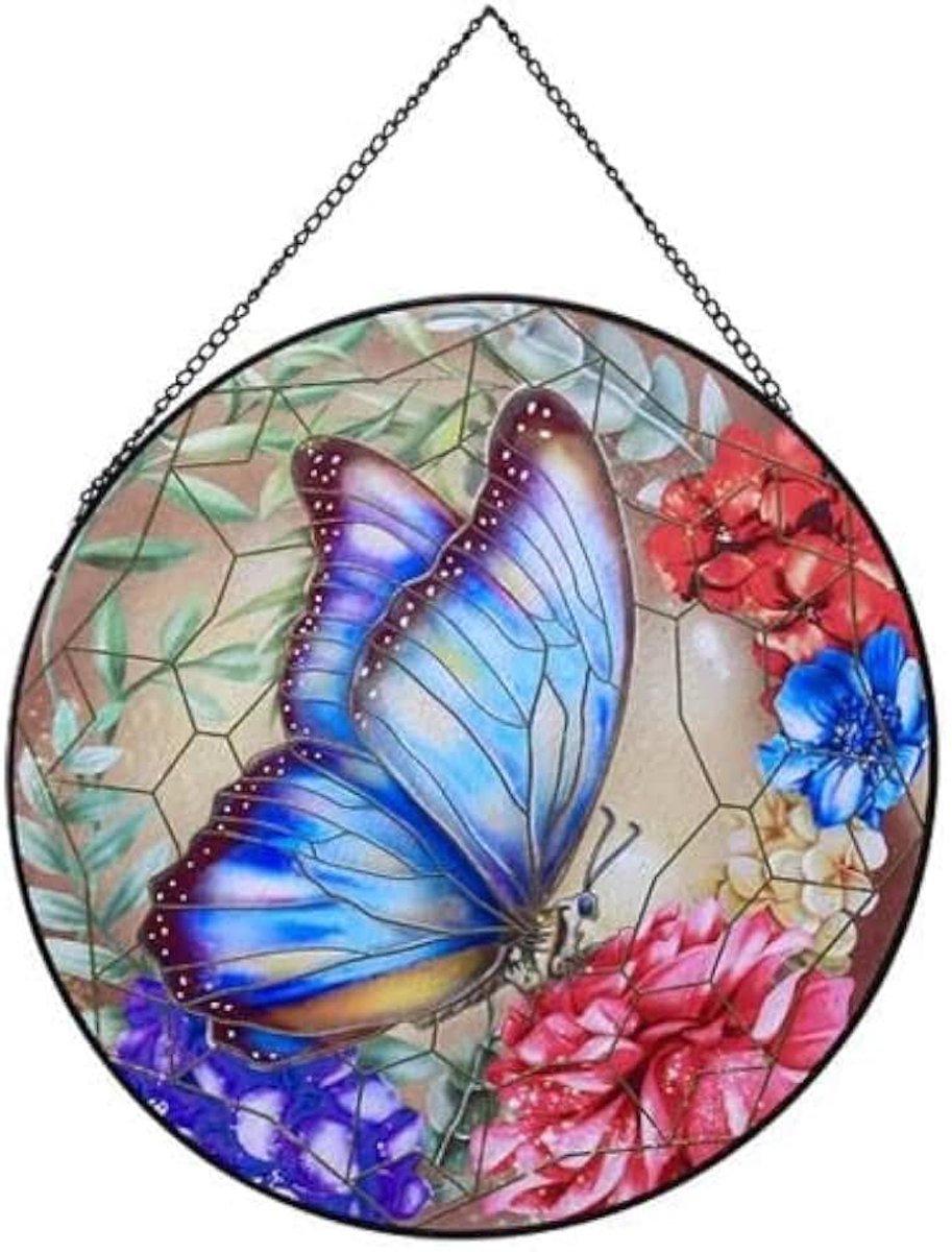 Gebrandschilderde Ramen Opknoping Suncatcher, Kristal Bloem Glas In lood Zonnevangers Venster Ornament Glas Panel Zonnevanger Muur Opknoping Decor Verjaardagscadeau