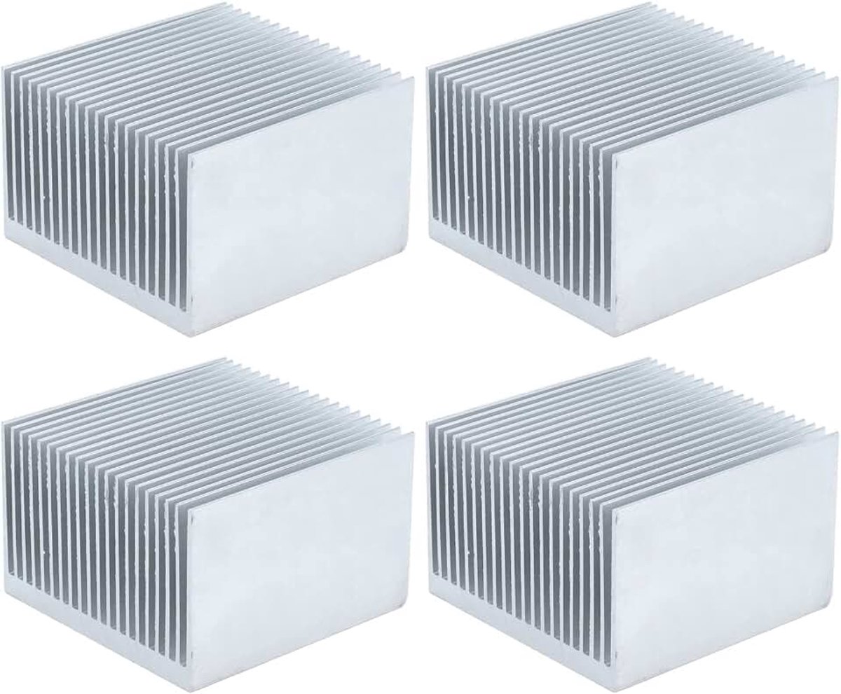 60 mm koellichaam, aluminium koellichaam 60x60x39 mm met groefontwerp voor efficiënte koeling, 4 stuks, Koelvinset voor 3D-printers, LED-lichtapparaten en thermo-elektrische koelers