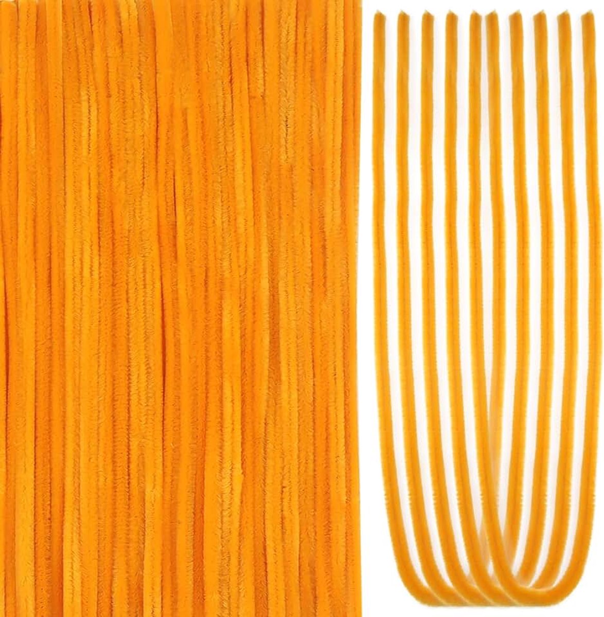 100 stuks pijpenragers, chenillesteeltjes voor handwerk, kleur geel goud, 60 cm, vezelpijpenragers voor kunsthandwerk, huisdecoratie, doe-het-zelf decoratieve kunst