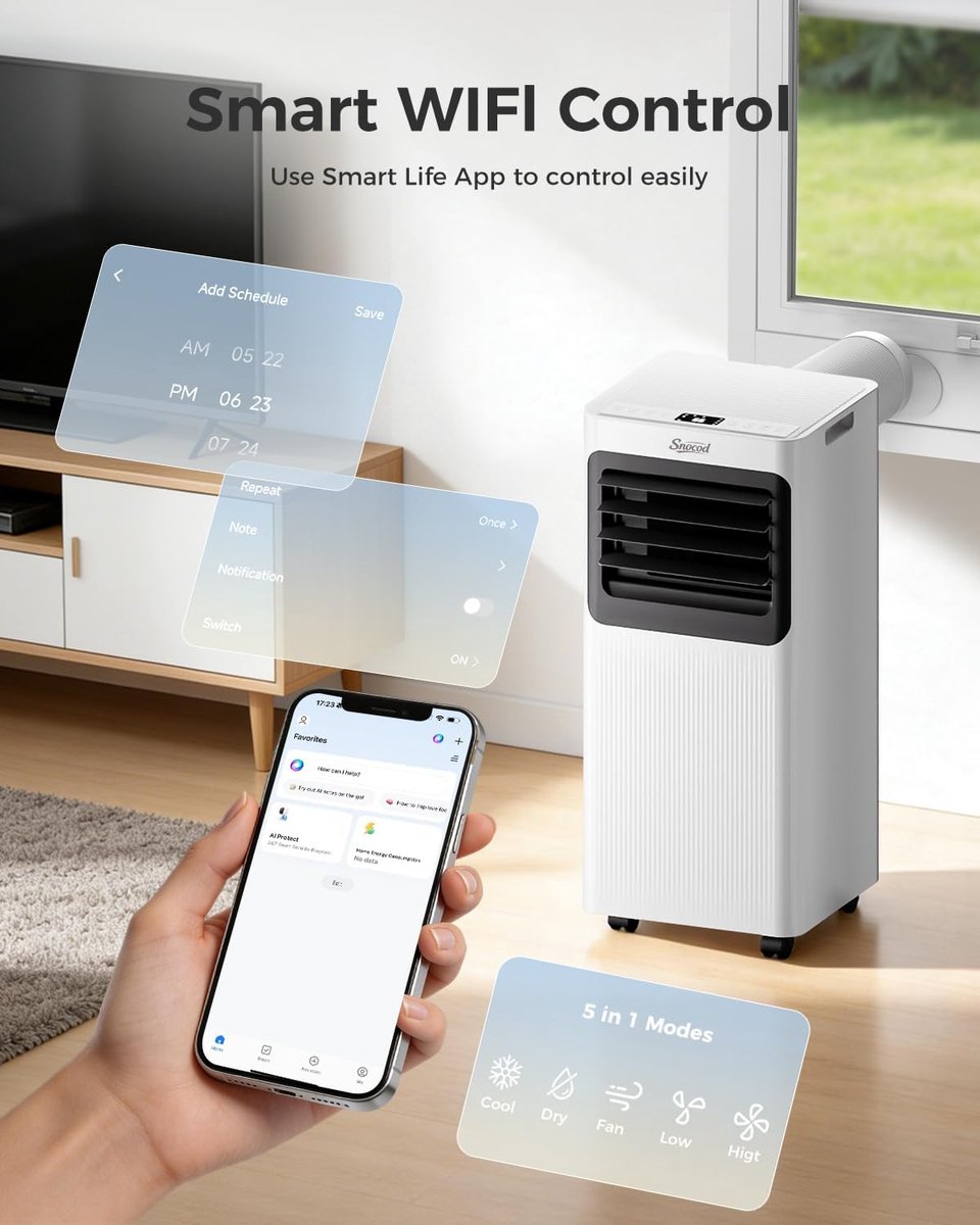 KungFu buy Mobiele airco 12000 BTU met WiFi, stille werking, ontvochtiger, 4-in-1 klimaatregelaar met afstandsbediening thumbnail 4