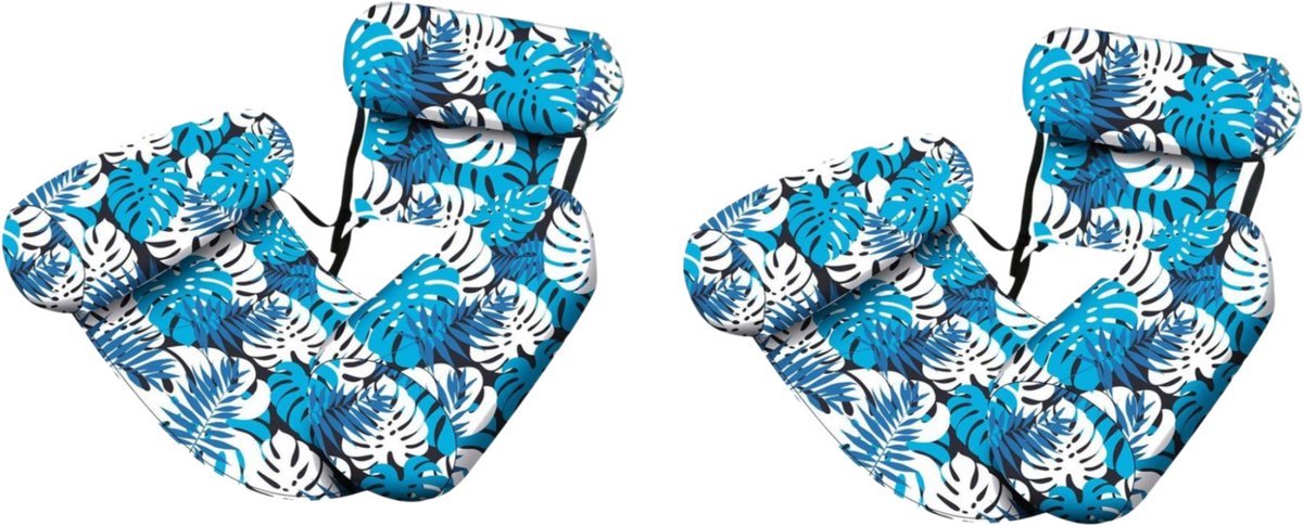 Casalora Opblaasbare Zwemstoel Set van 2 – Drijvende Waterstoel voor Volwassenen – Comfortabele Pool Float met Rugleuning en Armsteunen – Voor Zwembad, Meer en Strand - Donkerblauw