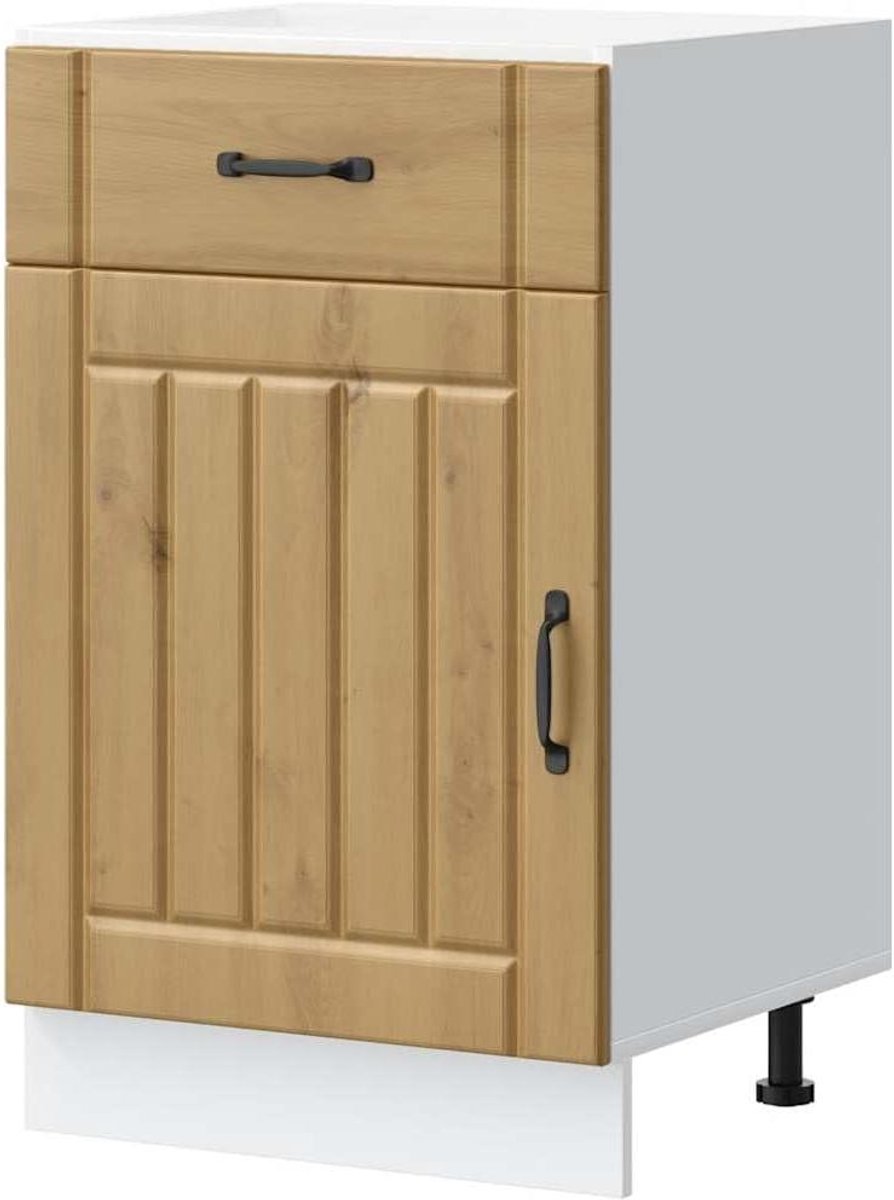 Keukenonderkast - Spoelkast Basis - Keuken Organiseren - Verstelbare Poten - 50 cm Breed - Eikenkleurig