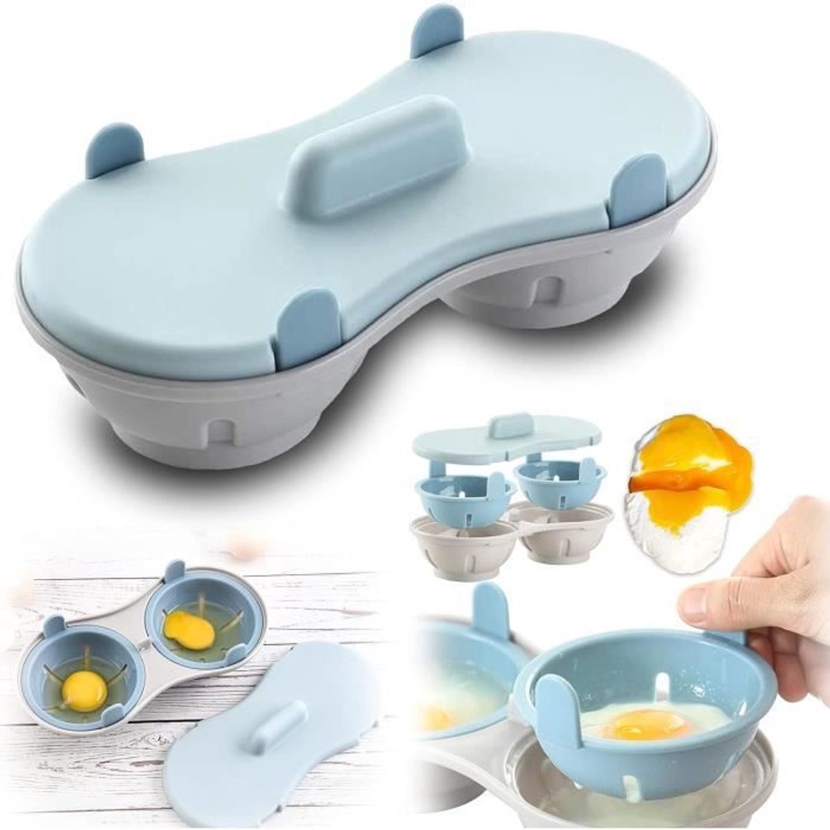 LISM-Magnetron-eierkoker, eierkoker voor twee kopjes, eierfriteuse, eierwarmer, eiervorm