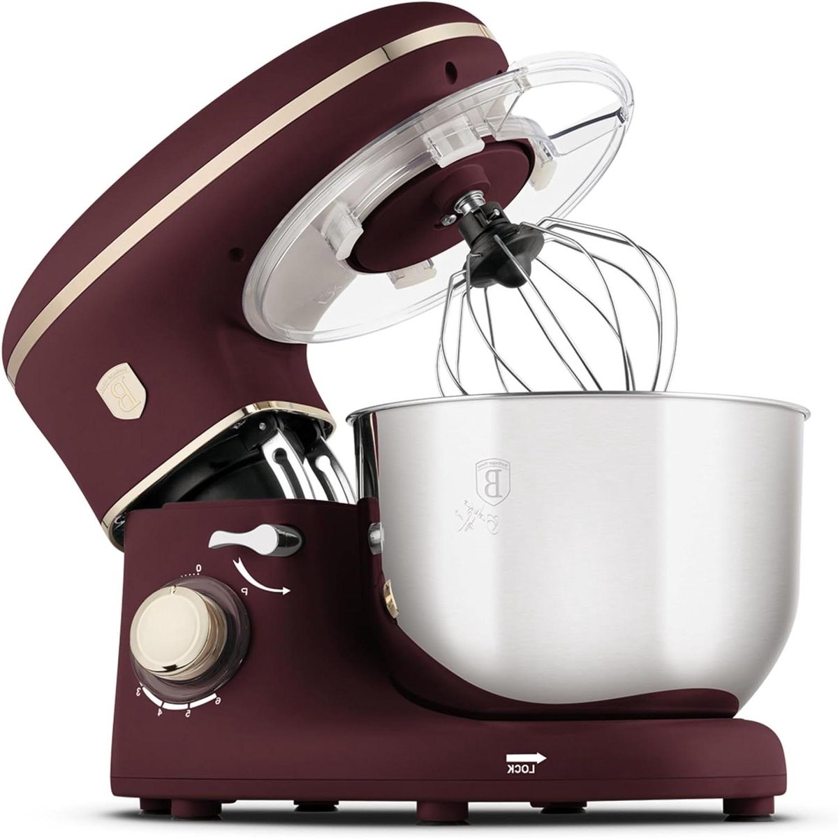 Keukenmachine - Mixer Kom - Bakken En Koken - Stil En Krachtig - 6 Liter Kom - Bordeaux Mat