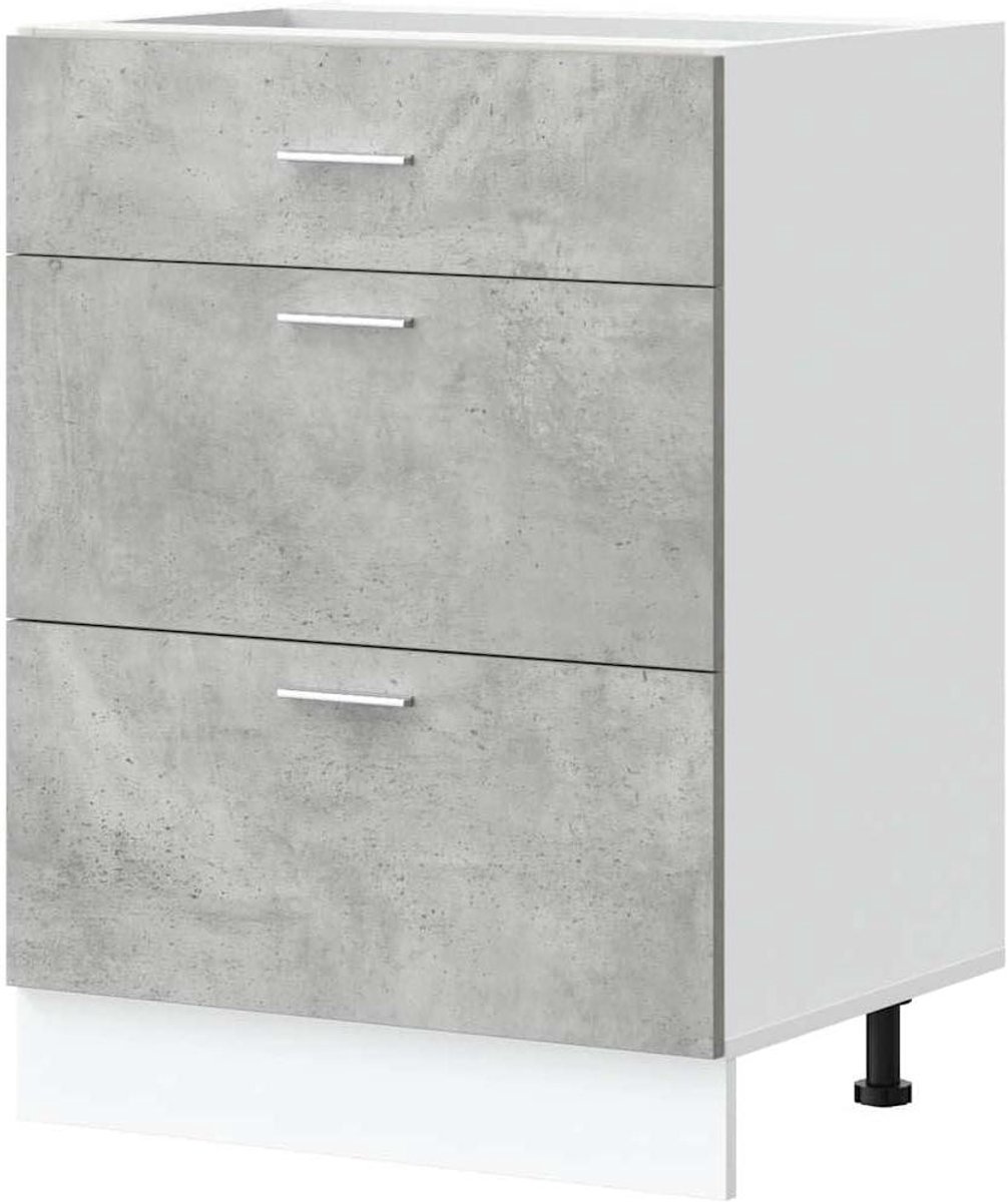 Keukenonderkast Lyon - Opbergkast Keuken - Keuken Organiseren - Verstelbare Poten - 60x46x81.5 cm - Betongrijs