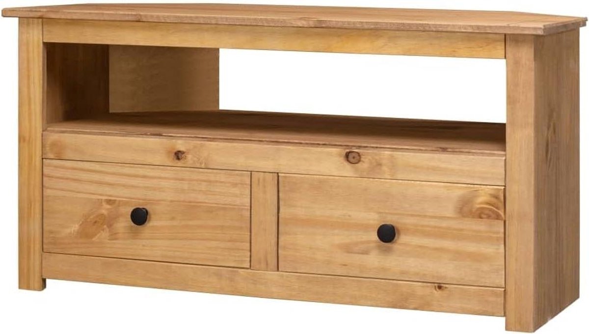 Hoek tv-kast - Mediameubel Dressoir - Woonkamer Inrichting - Massief Grenenhout - 93x49x49 cm - Natuurlijk Hout
