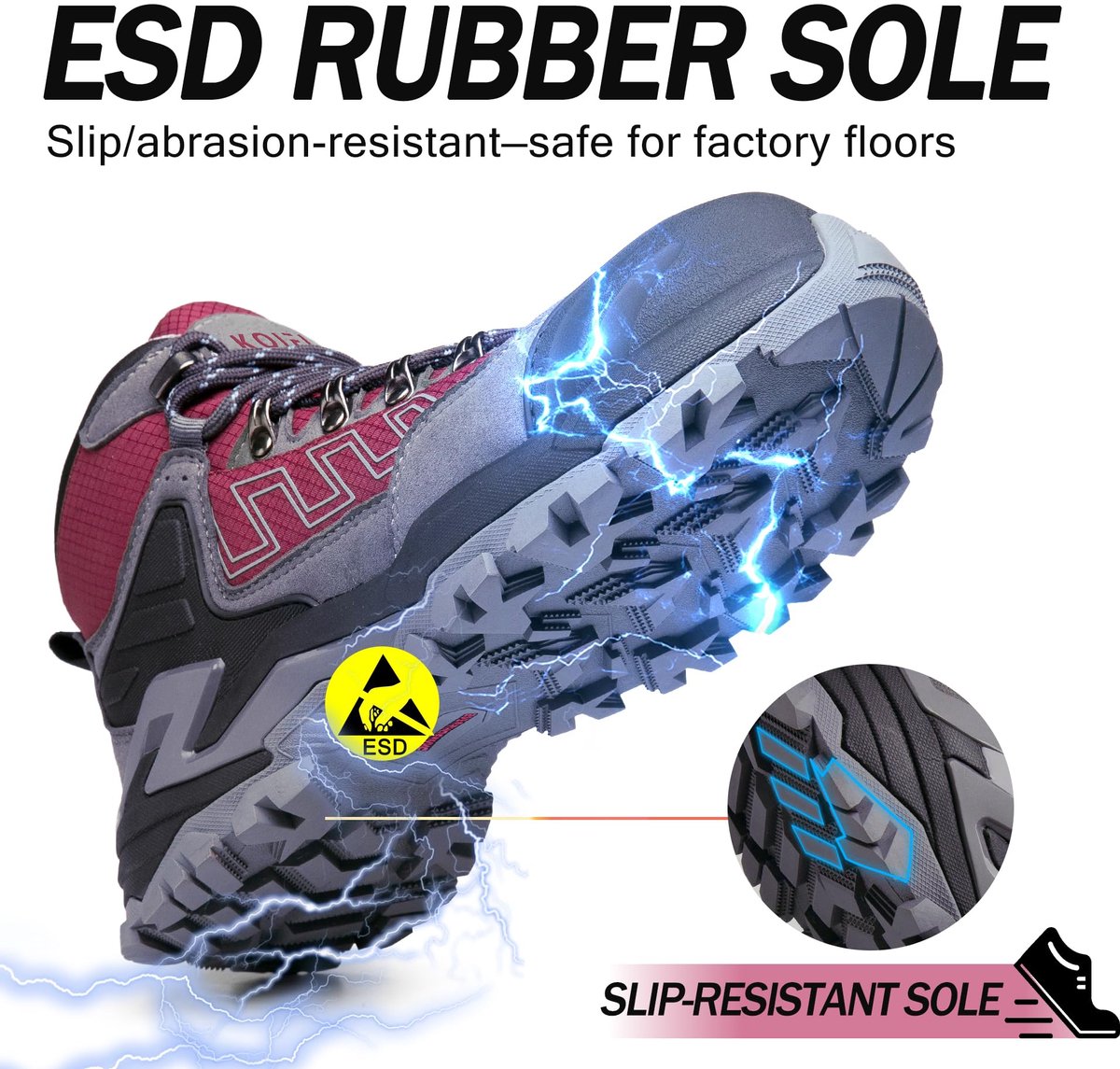 Veiligheidsschoenen S3 ESD Waterdichte Roze 39 - Comfortabel - Ideaal voor werk - SnelShoppen