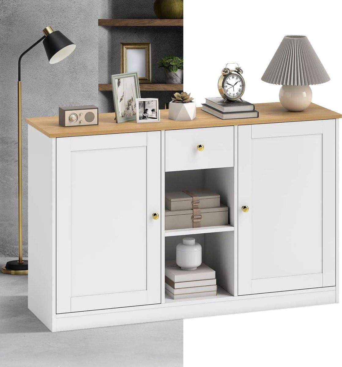 Keukeneiland - Keukenwagen - Keuken Organiseren - Massief Houten Werkblad - 120 x 75 cm - Wit