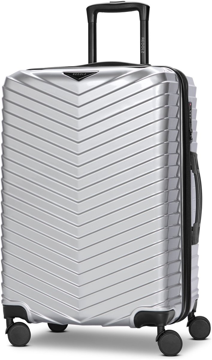 Redolz Essentials 18 2.0 4 wielen Trolley M 66 cm met uitbreidingsplooi - Harde bagage - TSA slot - metallic-silver shiny