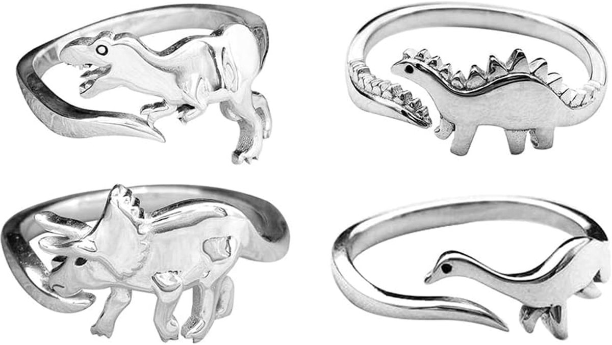 Ringen in dinosaurusvorm voor vrouwen en meisjes, metaal