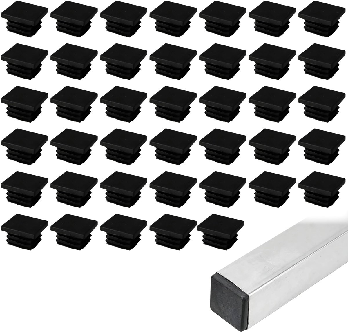 40 stuks lamellenpluggen 30mm voor vierkante buis, hydraulische buisstops, buisafdekking van zwart kunststof, rubber stoelen, meubels