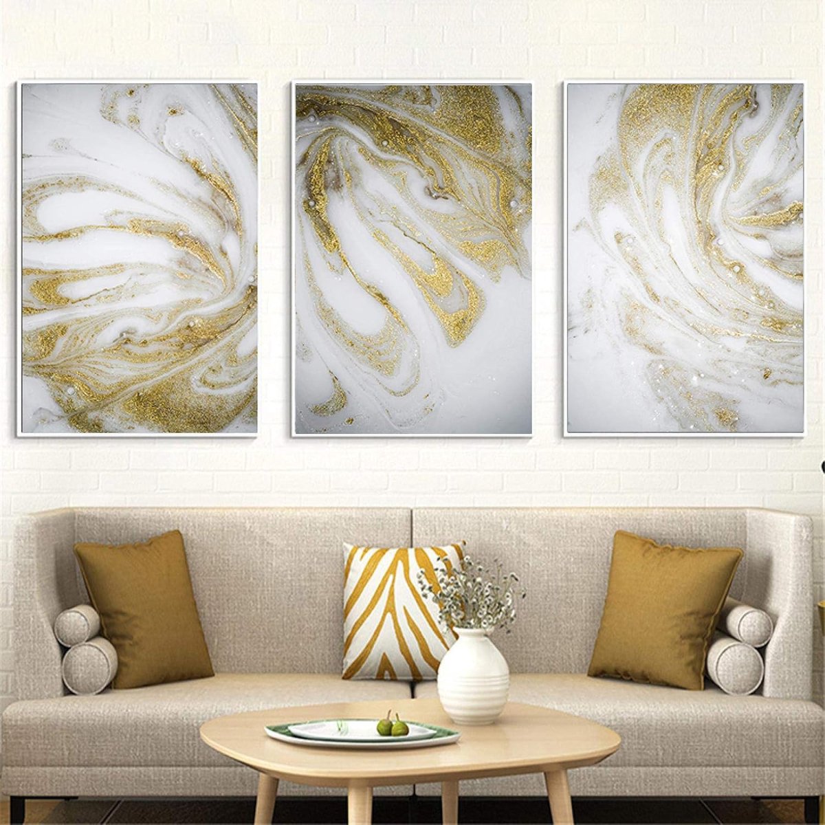 Goud Marmer Zand Foto Canvas Muur Art Posters en Prints Ontwerp Woonkamer Kunst 40x50cmx3 Noframe