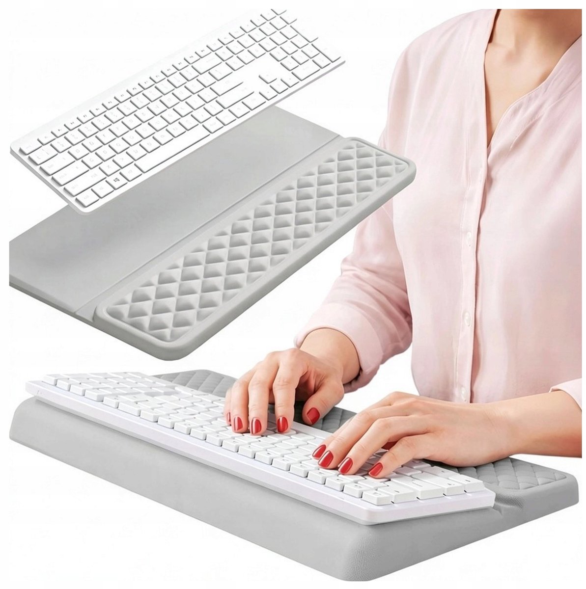 Ergonomische polssteun voor toetsenbord met memory foam - Alogy Grijs
