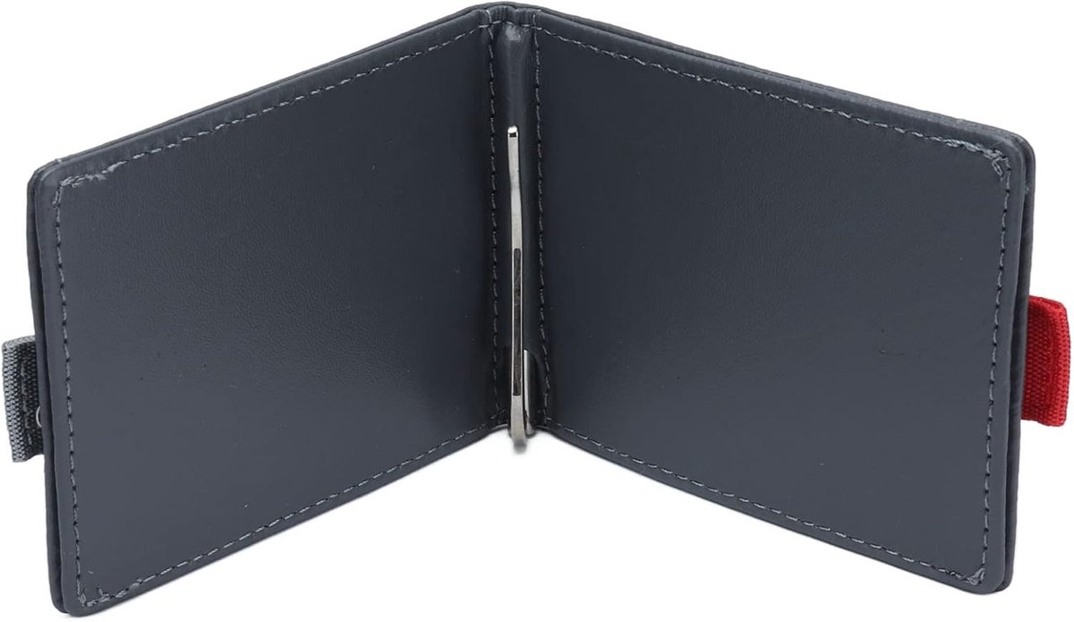 Pull Wallet van Lichtgrijs Leer - Modieuze Tweevoudige Portemonnee met Clip voor Kaarten en Dollarbiljetten